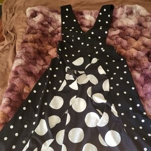 Topshop mixed black & white polka dot pinafore dress